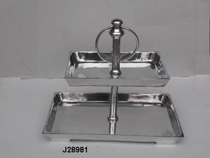 Soporte de fruta Rectangular de aluminio fundido de dos capas de alta calidad, artículos de mesa pulidos con espejo para el hogar, boda o decoración de fiesta - Product Image 4