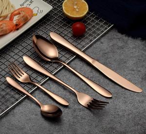 Cubiertos de cobre más vendidos, cuchara y tenedor de oro rosa, juego de cubiertos de acero inoxidable para uso en cocina, regalo de boda - Product Image 4