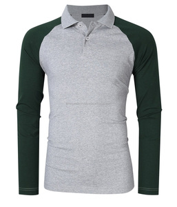 Camisas informales de manga larga para hombre, Polo con cuello redondo, raglán, 2 botones - Product Image 1