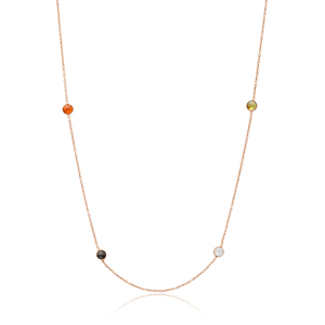 Collar largo de moda con piedras mezcladas, colgante de plata de ley 925 al por mayor - Product Image 1