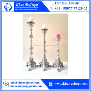 Soporte de Pilar barroco plateado de metal de aluminio hecho a mano con acabado de níquel y diseño en relieve para decoración de bodas - Product Image 6