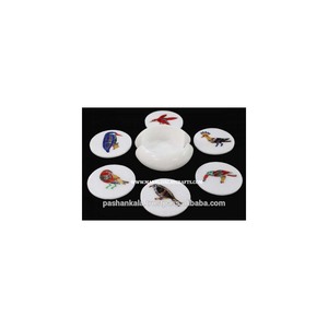 Inlay White Marble Beautiful <b>Coaster</b> <b>Set</b> - Product Image 1