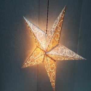 Lampe étoile en papier imprimé, décorations de noël, nouveau style - Product Image 1