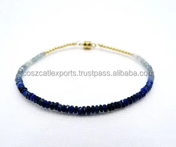 Ombre Bleu Saphir À Facettes pierres précieuses bracelet