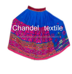 Falda Banjara India Gujarati Real Kutchi Marrón Oscuro con Bordado Múltiple, Trabajo con Espejos, Estilo Vintage Boho Gitano Tribal, Talla Grande Informal - Product Image 6