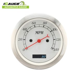 มาตรวัดความเร็วรถยนต์คลาสสิกขนาด 85 มม. แบบวินเทจ พร้อมระบบไฟฟ้า GPS แสดงผลเป็นกิโลเมตรต่อชั่วโมง พร้อมวงแหวนโครเมียมและไฟแบ็คไลท์ ช่วงการวัด 0-140 ไมล์ต่อชั่วโมง - Product Image 1