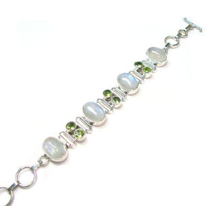 Pulsera de plata de ley 925 con gema de luna de arcoíris, joyería - Product Image 4