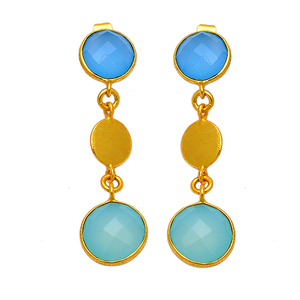 Blue Aqua Gemstone Bezel Setting Pendientes colgantes hechos a mano 925 Joyería de plata esterlina Mayorista Fabricación POR CASA DE PLATA. - Product Image 2