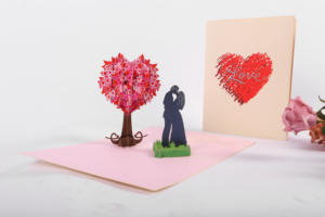 การ์ดวันวาเลนไทน์ การ์ดแสดงความรัก การ์ดคู่รัก รูปหัวใจต้นไม้ การ์ดป๊อปอัพ 3 มิติ พิมพ์ลาย งานฝีมือเวียดนาม ขายส่ง งานหัตถกรรม - Product Image 5