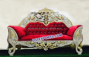 Indian Wedding <b>Gold</b> Carved <b>Sofa</b> 2018 Stylish Weddings Two Seater <b>Sofa</b> Wooden Carved Wedding Couch - Product Image 3