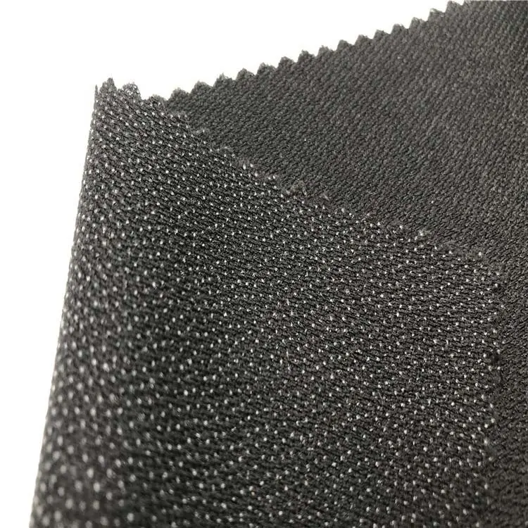 100% Polyester Interlining Pa Coating Smeltbare Geweven Interlining Voor Mode Jurk Microdot Twill Weave Lijm Interlining