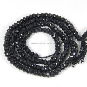 Perles rondes à facettes en spinelle noire, de 3mm de longueur 14 pouces, 36.05 cm, vente en gros - Product Image 2