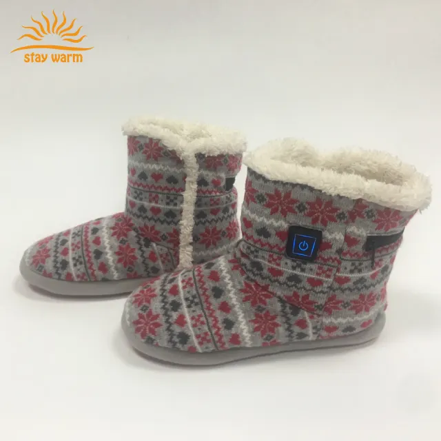 Zapatillas calentadas con batería para invierno, calzado con diseño navideño