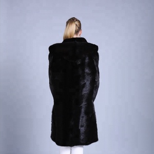 Su misura di Nuovo Disegno Con Cappuccio <span class=keywords><strong>Nero</strong></span> Cappotto Di <span class=keywords><strong>Pelle</strong></span> di Visone - Product Image 6