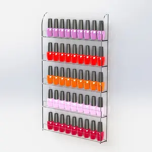 5 Tiers Acrylic Nail Varnish Bottle Organiser Wall Mounted Lucite Nail Polish Display Rack