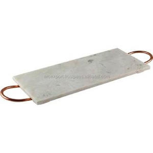 Decoración DE MESA DE BODA, bandeja para servir comida y jugo de vidrio con asas de metal, platos de comida para el hogar, Hotel y restaurante a la venta - Product Image 1