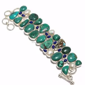 Green Turquoise Wholesale Jewelry 925 Silver Bracelet