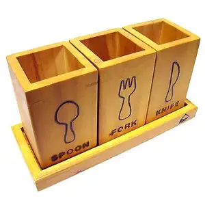 Couteau en bois fourchette cuillère porte-couverts pour vaisselle support de cuillère en bois de haute qualité pour vente personnalisée - Product Image 1