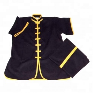 Costumes de Kung Fu traditionnels pour femmes avec boutons de grenouille noire Uniformes de Tai Chi pour enfants Costumes d'entraînement à manches courtes pour enfants Martial - Product Image 4