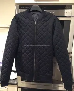 남성 네이비 퀼트 폭격기 재킷 스트리트 착용 폭격기 자켓 빠른 고정 지퍼 블랙 다이아몬드 퀼트 폭격기 재킷