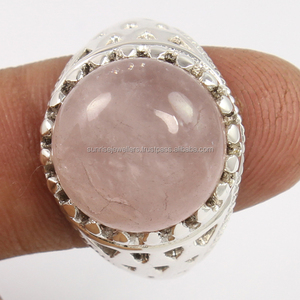 Amazing <b>Rose</b> <b>Quartz</b> Bezel Setting 925 Sterling Silver <b>Ring</b> for Wedding & Party Women's Unisex Gemstone <b>Ring</b> Exporter Wholesaler - Product Image 2