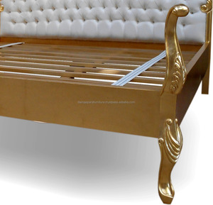 บ้านเฟอร์นิเจอร์ห้องนอนไม้-เฟอร์นิเจอร์เตียงแกะสลักทองหรูหรา - Product Image 5