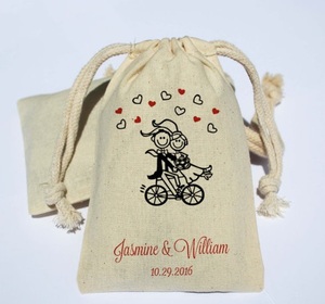 Bolso con cordón de algodón Bolso con cordón de muselina con logotipo personalizado impreso - Product Image 2