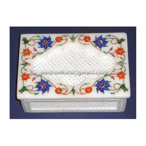 Cajas de mármol blanco con incrustaciones - Product Image 1
