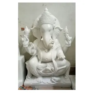 Buatan Tangan Indian Marmer Ganesha Tuhan Idola