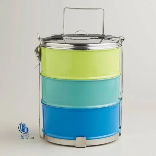 En acier inoxydable emporter tiffin boîte à lunch tiffin avec couvercle de couleur