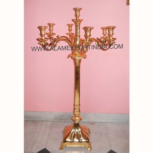 <b>Gold</b> Heavy Metal Handmade <b>Candelabra</b> Centerpiece with Customized Color & Size for Weddings - Product Image 1