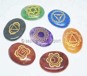 ชุดฮวงจุ้ยจักระภาษาสันสกฤต7ชิ้นหินโมราธรรมชาติสลักลายไข่คริสตัลสำหรับเรกิ - Product Image 2