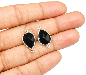 Vente en gros bijoux inde Onyx noir connecteur en argent Sterling 925 pierres précieuses bijoux en argent Sterling - Product Image 3