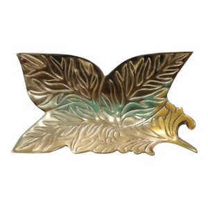 จานทำด้วยมือจานอลูมิเนียมขนมตกแต่งใบจานเสิร์ฟสีทองทำเสร็จทำจากวัสดุที่มีคุณภาพสูง - Product Image 1