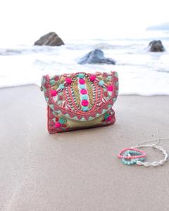 Sac à main brodé gland pochette sac de plage avec décoration de motif de fil - Product Image 2