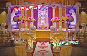 Décoration de mariage indienne en fibre, Mandap au design moderne, Décoration de piliers de Mandap de mariage, Angleterre - Product Image 2
