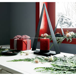 Triangle noir métal bougeoirs décoré métallique Durable rustique photophore pour la maison salon Table décor - Product Image 5
