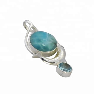 Colgante de piedras preciosas Larimar de alta calidad, joyería de plata de ley 925, colgantes y dijes de joyería fina, proveedor y exportador - Product Image 1