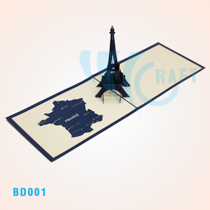 Tarjeta de Felicitación 3D Pop-Up de la Torre Eiffel, Hecha a Mano en Hanoi, Vietnam, por Viet Craft Paper - Product Image 1