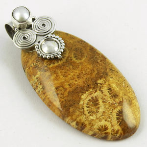 Colgante de plata de ley 925 con imagen de jaspe, joyería de plata fina - Product Image 2