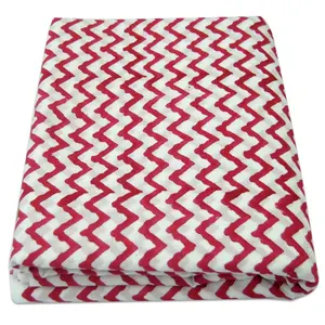 Zigzagblok Gedrukt Handgemaakt Rood En Wit Thuis Decoratief Textiel Kledingstuk Materiaal Nieuwe Aankomst Mooie Stof Groothandel