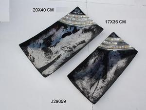 Bandeja cuadrada de aluminio fundido de gran venta con esmalte negro seguro para alimentos y cuenco para servir hecho a mano con mosaico de nácar - Product Image 4