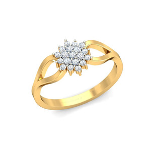 Anillo con racimo de diamantes estilo indio en oro amarillo de 14 quilates |   Anillo de mujer con diseño floral de corte redondo, joyería nupcial elegante, acabado de primera calidad - Product Image 1