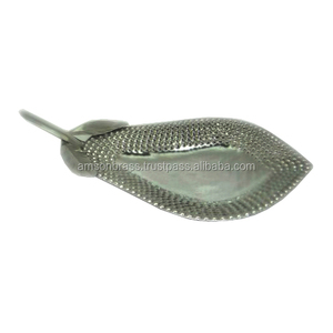 Plateau en métal aluminium à papaye martelée Plateau en métal Plats à fruits Plat à bordure pointillée Plateau décoratif en métal Design de luxe - Product Image 1