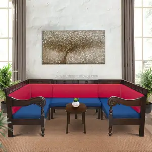 Classic Antique Wooden Sofa in Dark Colour with <b>Cushion</b> for Home Living Room Furniture From Indonesia - Product Image 1