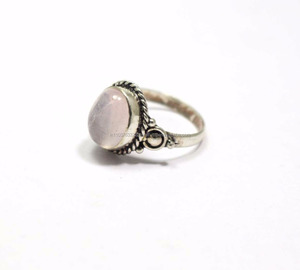 Anillo de cuarzo rosa Natural hecho a mano, joyería de plata de ley 925 auténtica, joyería de piedras preciosas de plata al por mayor - Product Image 3