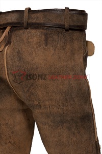 Pantalon de costume traditionnel pour homme, marron doré, longueur genou, broderie crème, finition vintage, look ancien traditionnel, pour l'Oktoberfest - Product Image 2