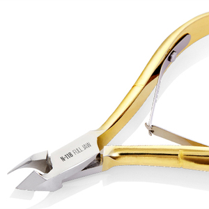 NGHIA Ensemble professionnel de manucure pédicure de qualité supérieure Pince à cuticules en acier dur C-118 Plaqué or Joint de recouvrement Ressort unique pour l'exportation - Product Image 1