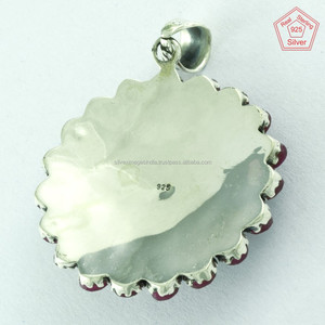 Ruby & CZ Stone colgante de dos tonos de Plata de Ley 925, joyería de plata Jaipur mayorista y proveedor India - Product Image 4