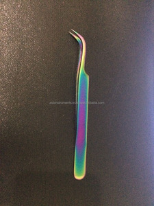 Pinzas de extensión de pestañas de acero inoxidable sostenibles de alta calidad pinzas de pestañas de Plasma arcoíris profesionales logotipo personalizado al por mayor - Product Image 4